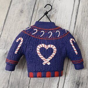 Department 56 Hanging Blue Sweater with Candy Cane Detail Ornament